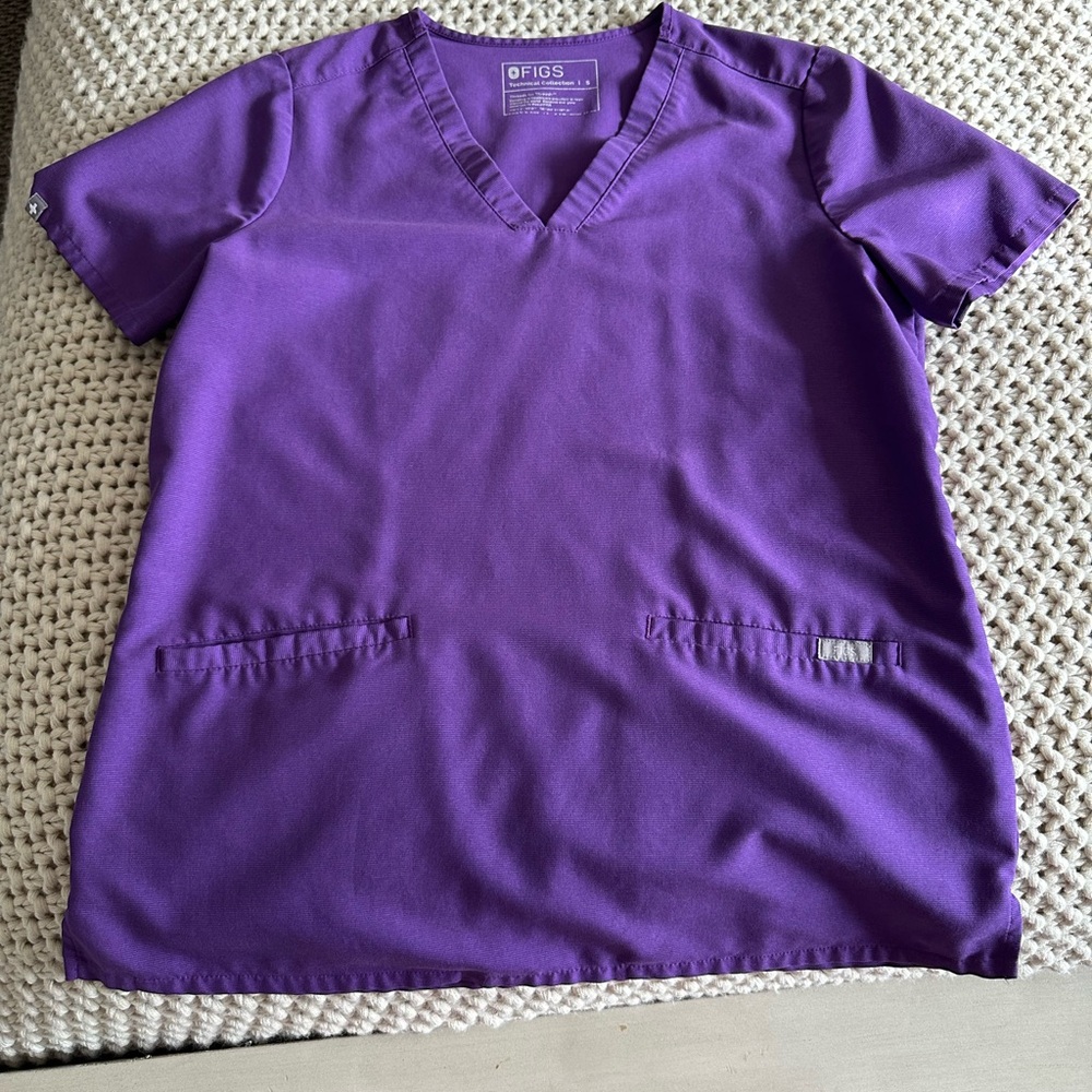 Figs Violet V-Neck Scrub Top